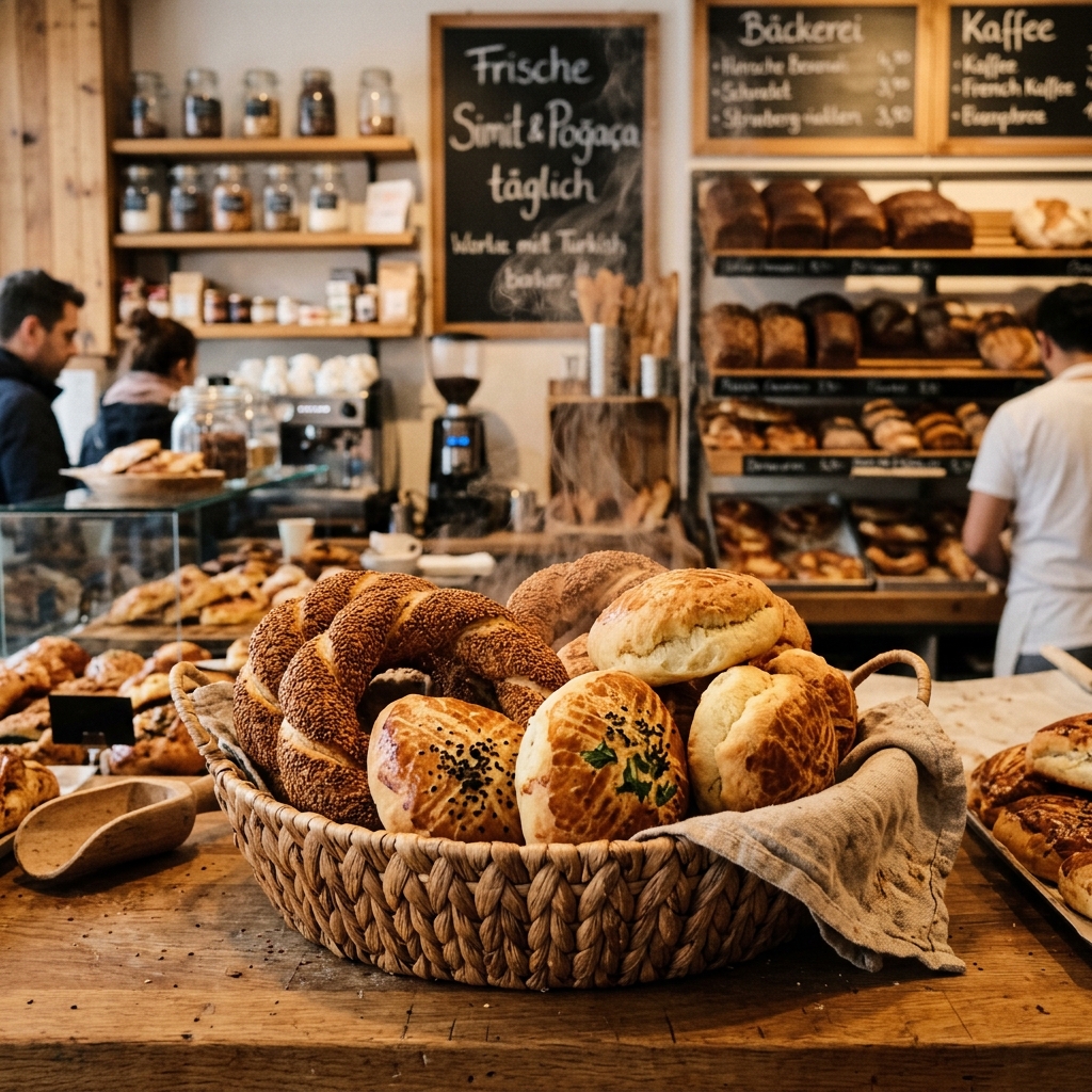 Simit Neukölln and fresh Poğaça / Turkish pastries at Alnura Cafe
